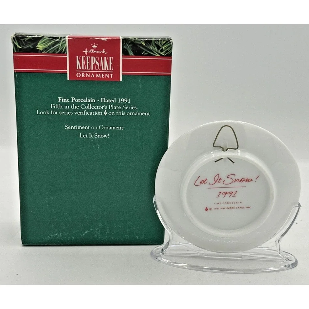1991 Hallmark‎ Let It Snow! Collector's Plate & Stand U129